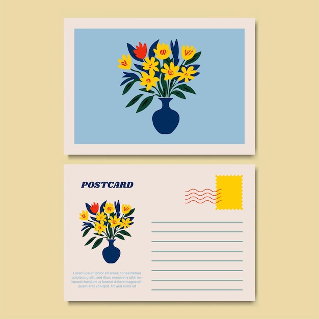 Vector floral botanical postcard illustration