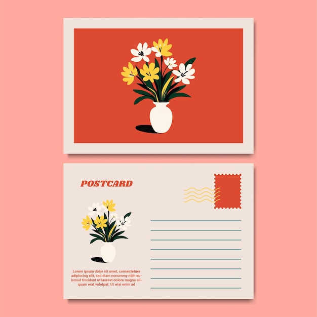 Vector floral botanical postcard illustration