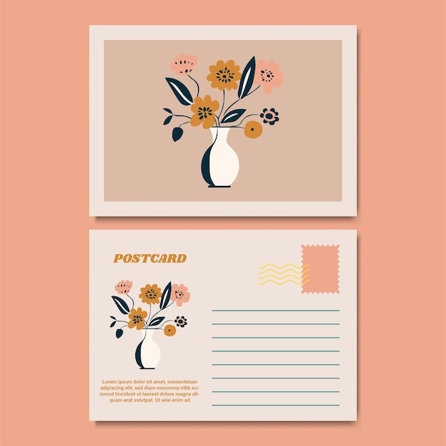 Vector floral botanical postcard illustration