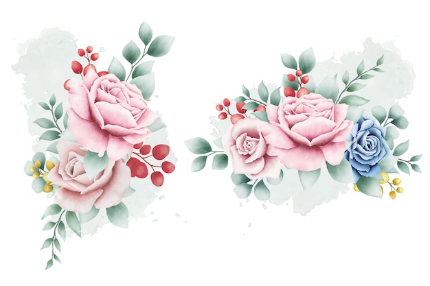 floral bouquet collection with watercolor