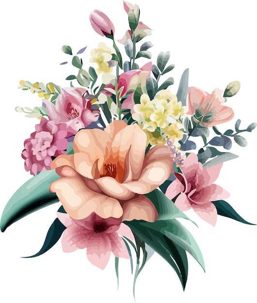 Floral bouquet elegant wedding decoration illustration