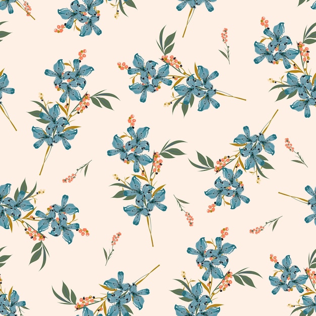 Floral bouquet vector pattern with small flowers and leaves Design for fashion