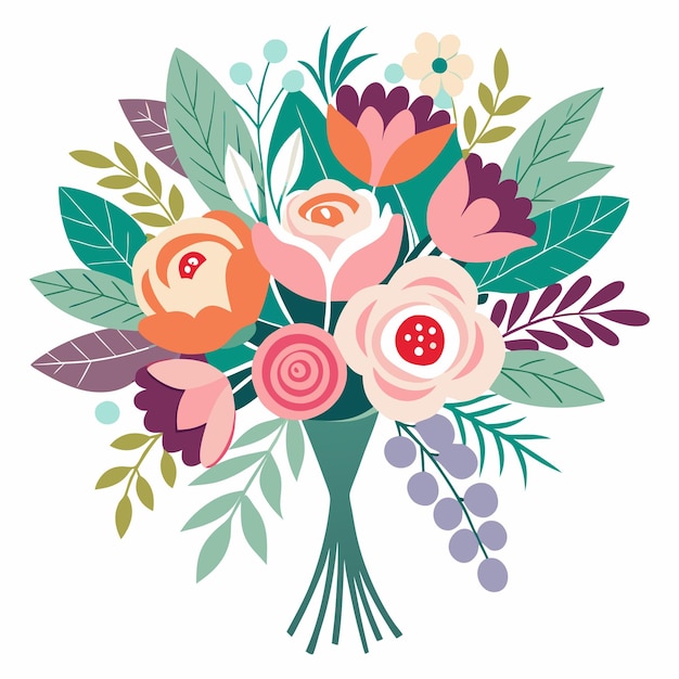 Vector a floral bouquet with a ribbon design wedding holiday and others