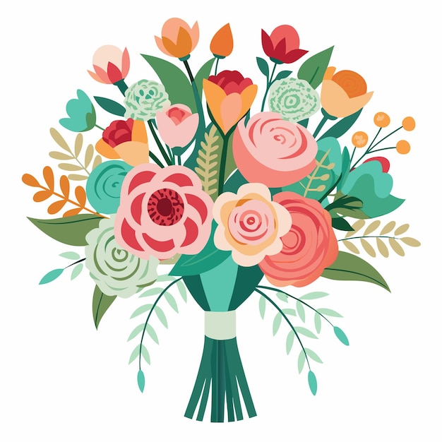 Vector a floral bouquet with a ribbon design wedding holiday and others