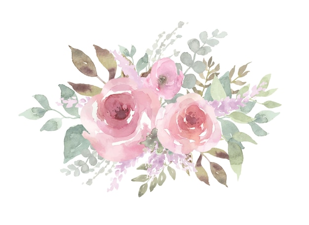 Floral bouquet with watercolor