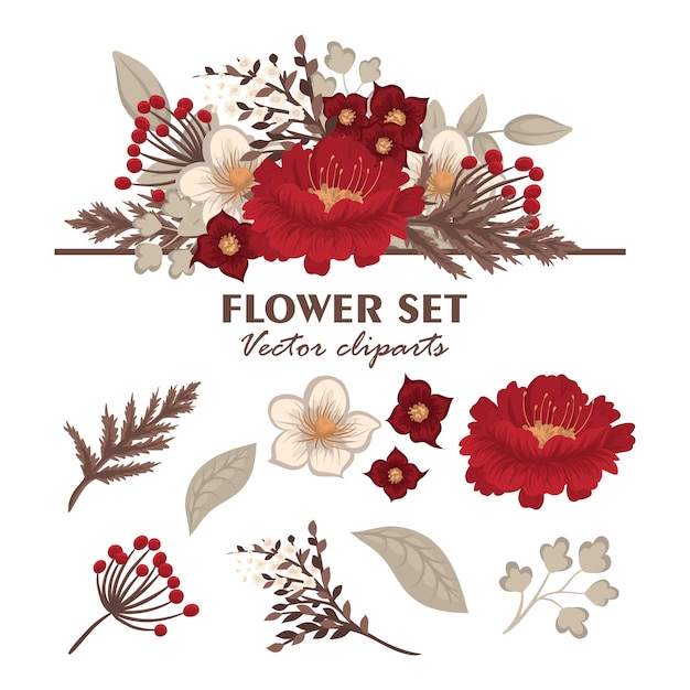 Floral bouquets set