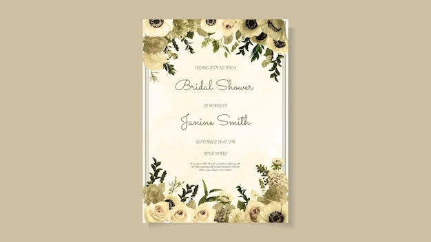 Floral Bridal Shower Template Card invitation trendy Colourful flowers