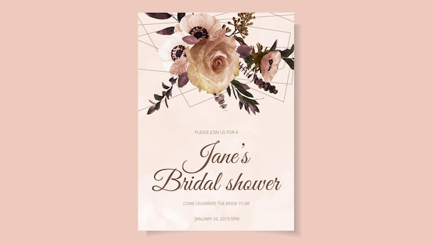 Floral Bridal Shower Template Card invitation trendy Colourful flowers