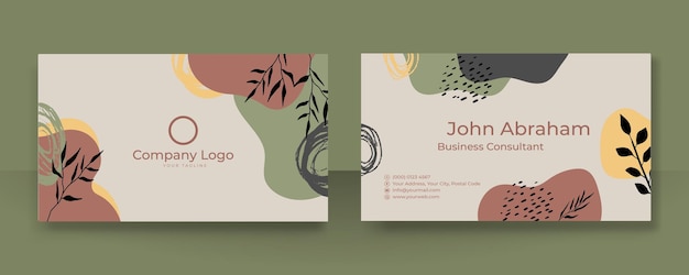 Floral business card template with modern corporate concept. Creative elegant name card and business card design