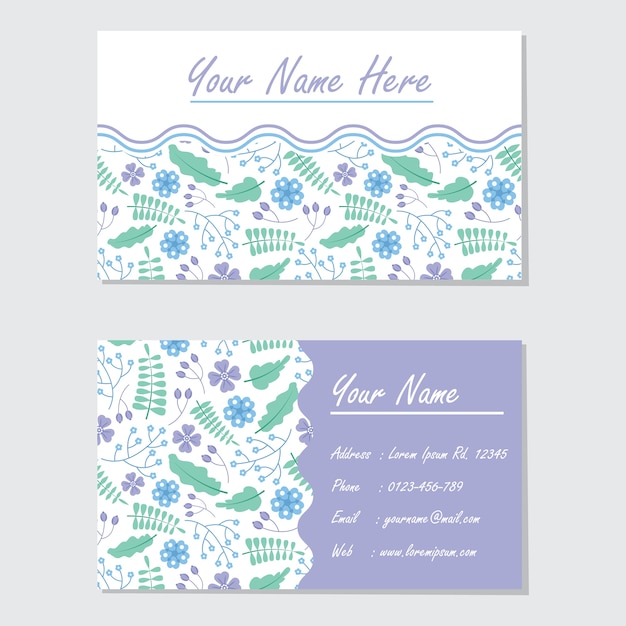 Floral business card vector 