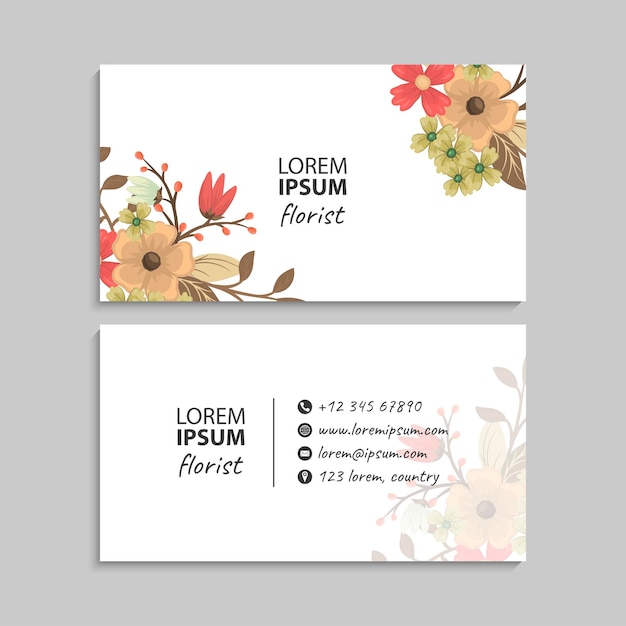 floral business card with frame