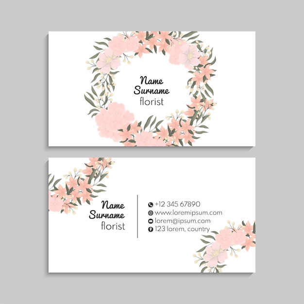 floral business card with frame