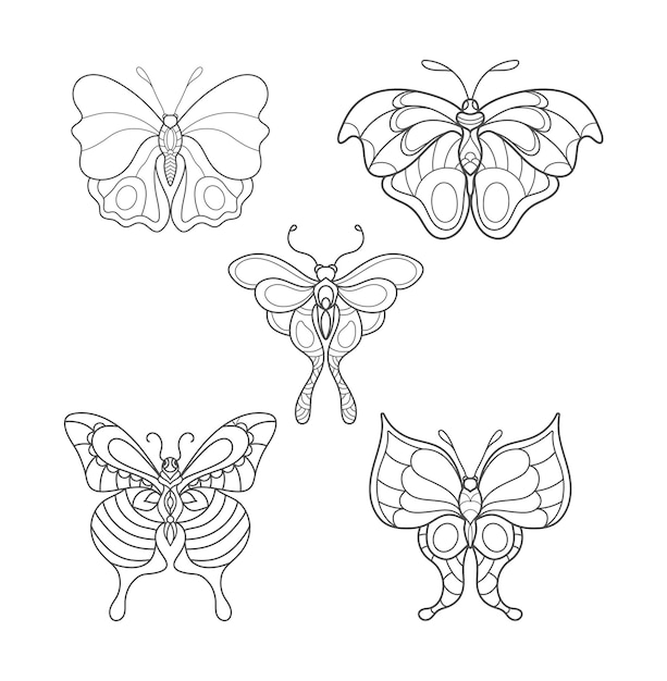 Floral butterfly flowers butterfly coloring page for kids