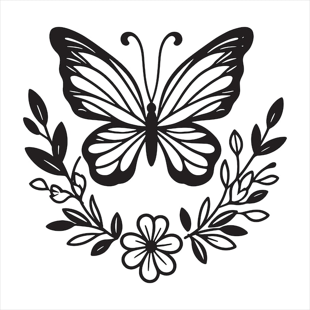 Vector floral butterfly svg