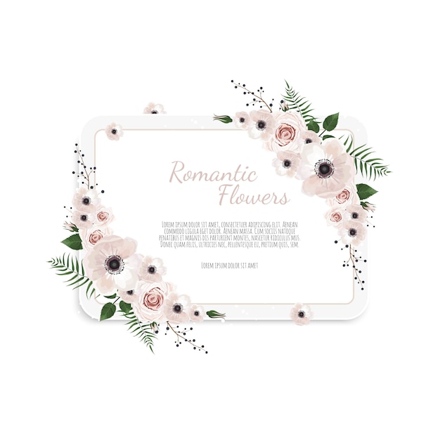 floral card. Greeting, postcard wedding invite template.