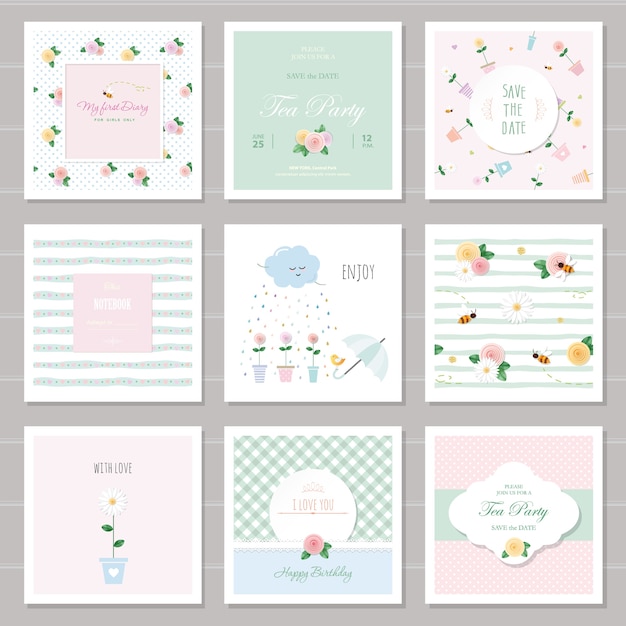 Floral cards and patterns set