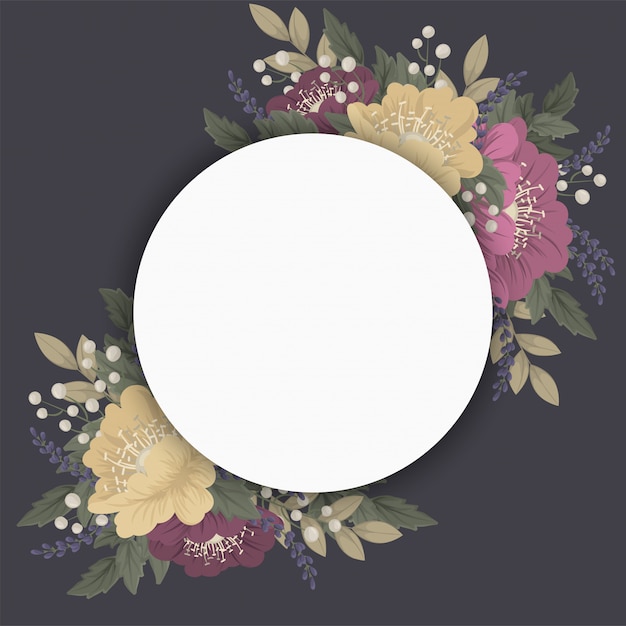 Floral circular border  dark blue 