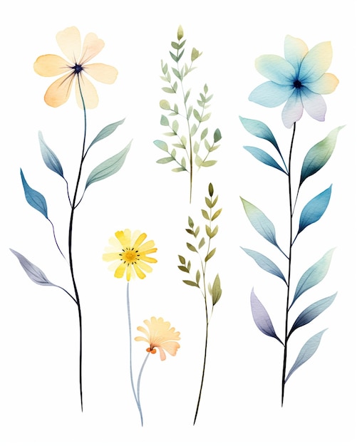 Floral Clipart on White Isolated Background