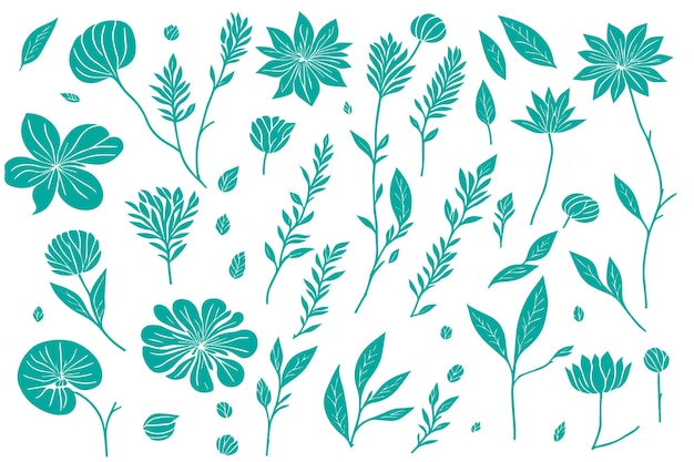 floral collage with leaves pattern