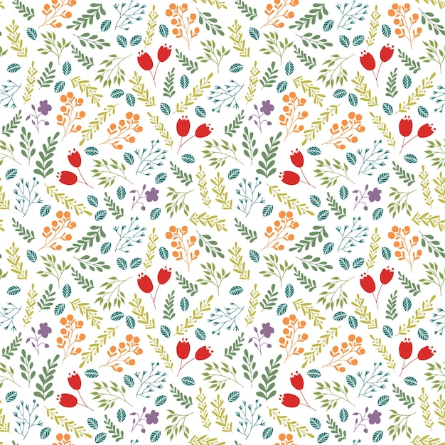 Floral colorful seamless pattern with garden flowers and plants Perfect for fabric print