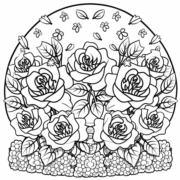 Floral Coloring Page Design Vector