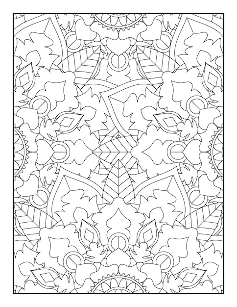 Floral coloring page. Mandala coloring page.