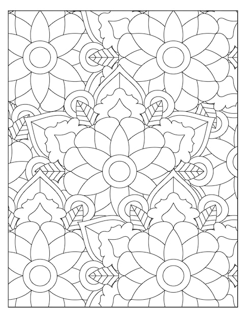 Floral coloring pattern page design KDP