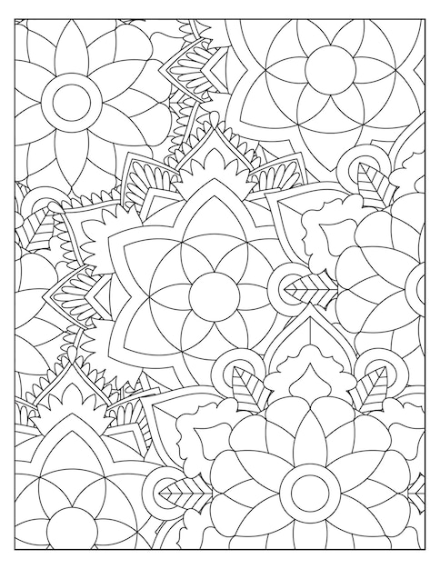 Floral coloring pattern page design KDP