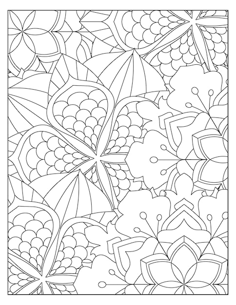 Floral coloring pattern page design KDP