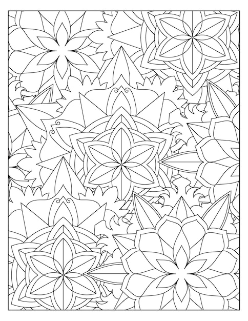 Floral coloring pattern page design KDP