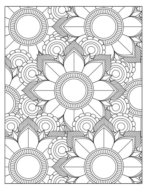 Vector floral coloring pattern page design kdp