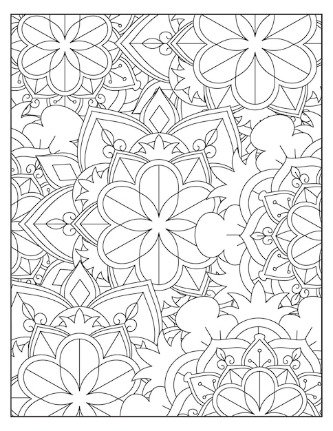 Floral coloring pattern page design