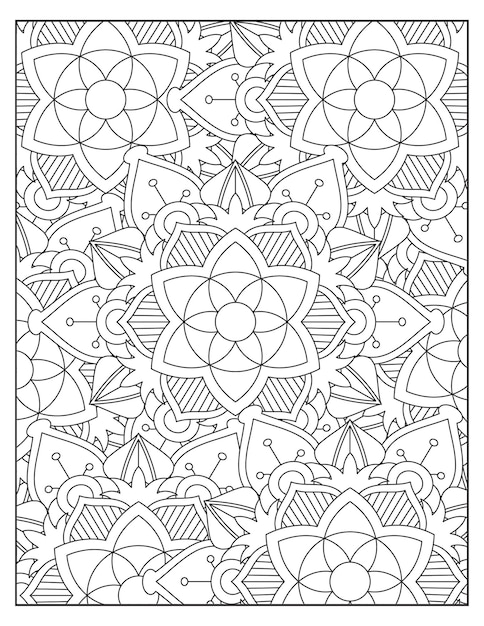 Floral coloring pattern page design