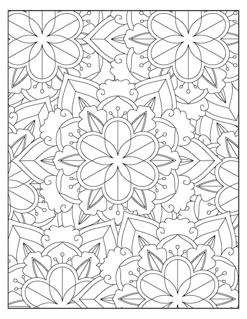 Floral coloring pattern page design