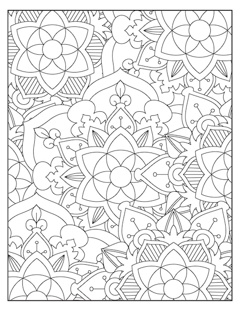 Floral coloring pattern page design