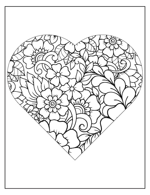 Floral coloring pattern page KDP