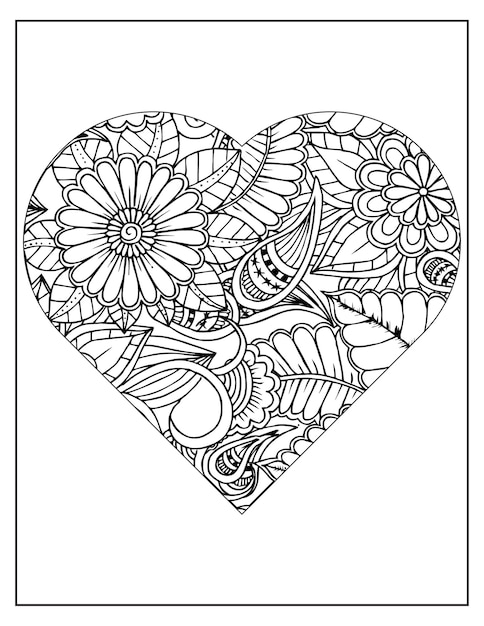 Floral coloring pattern page KDP