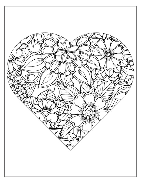 Floral coloring pattern page KDP