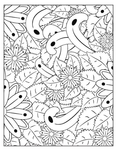 Floral coloring pattern page KDP