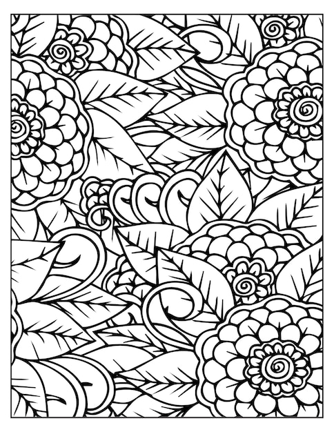 Floral coloring pattern page KDP