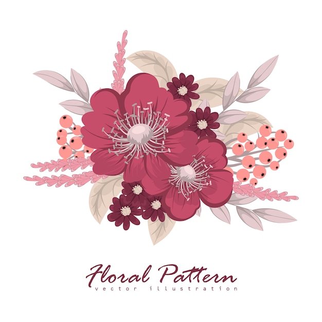 Vector floral composition with colorful flower.