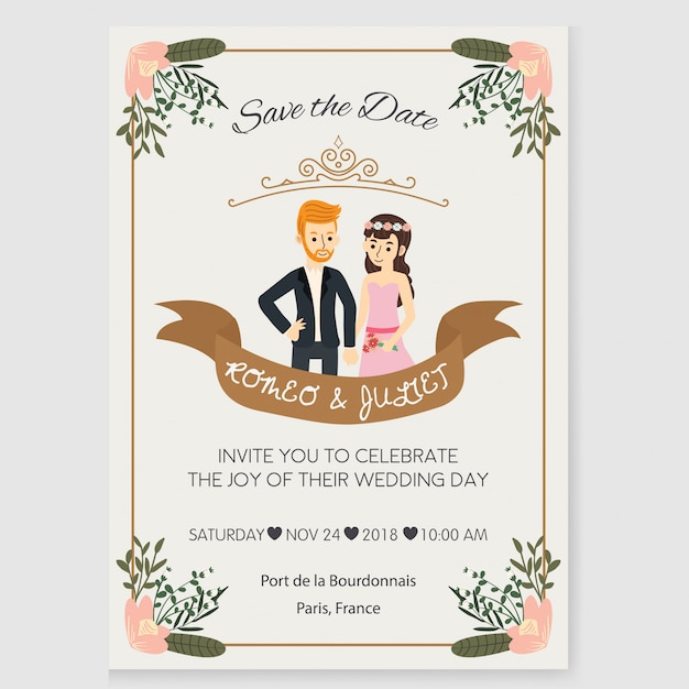 Floral Couple Wedding Invitation