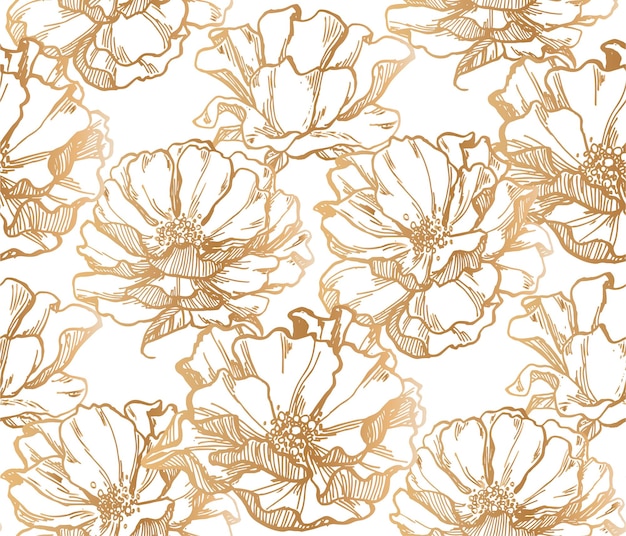 Floral damask pattern Royal wallpaper Vector illustration gold leaf background