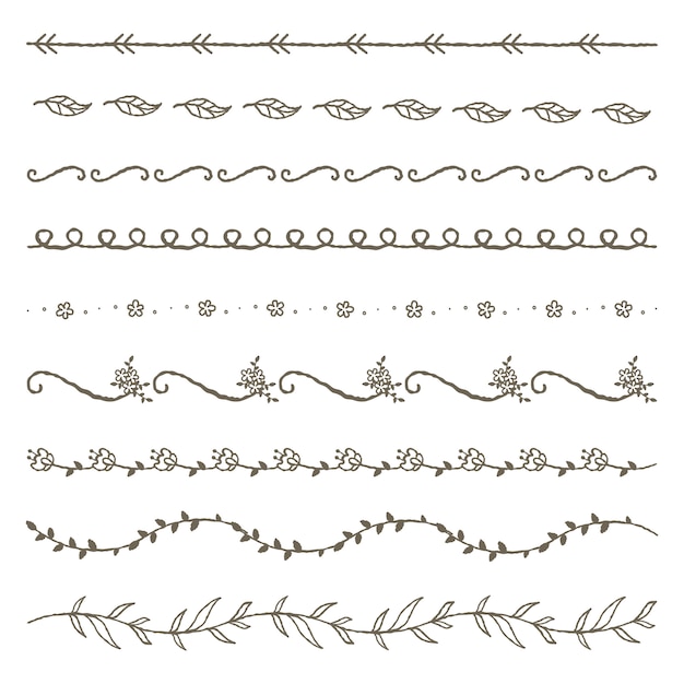 Floral decorative line elements