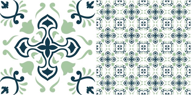 Vector floral decorative seamless tile pattern design