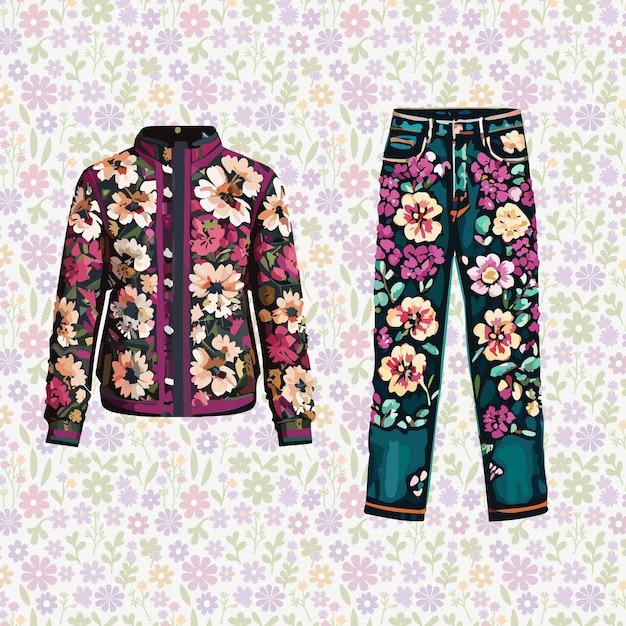 floral design jacket and pants