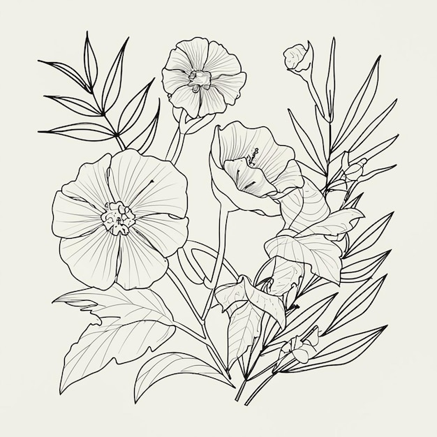 Floral Design line art Vector