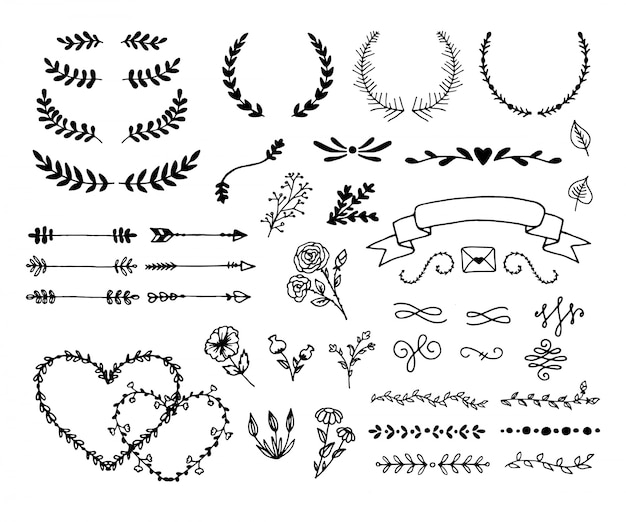 Floral Doodle Wedding Elements