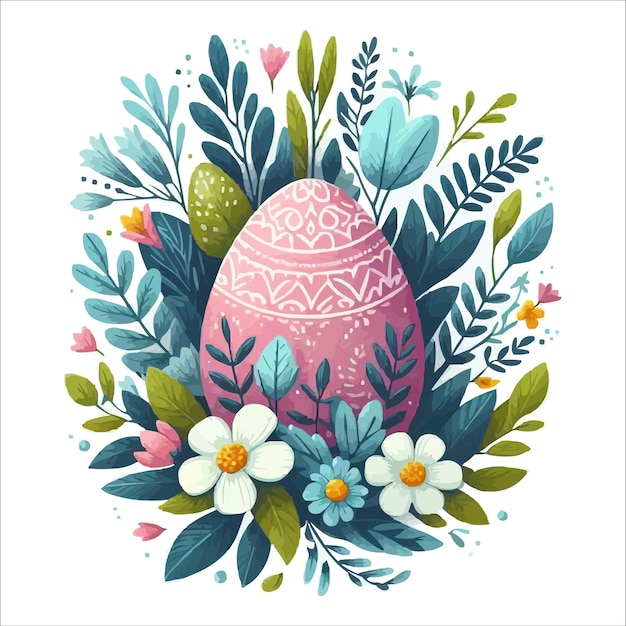 Floral Easter egg vector illustration isolated on white background