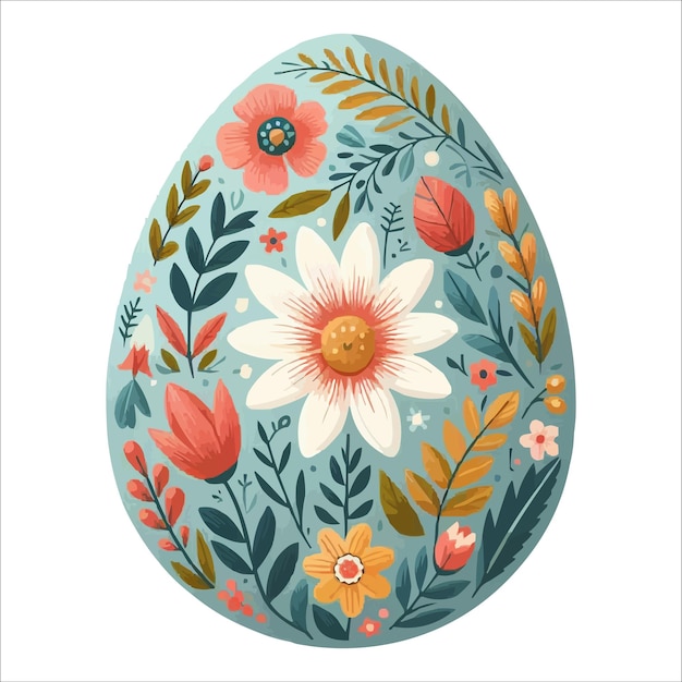 Floral Easter egg vector illustration isolated on white background